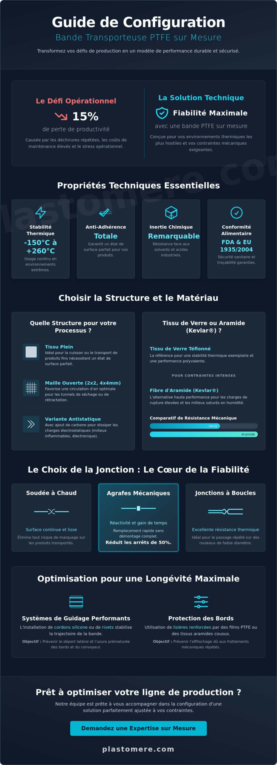 Bande transporteuse PTFE sur mesure : Guide d'achat pour l'industrie