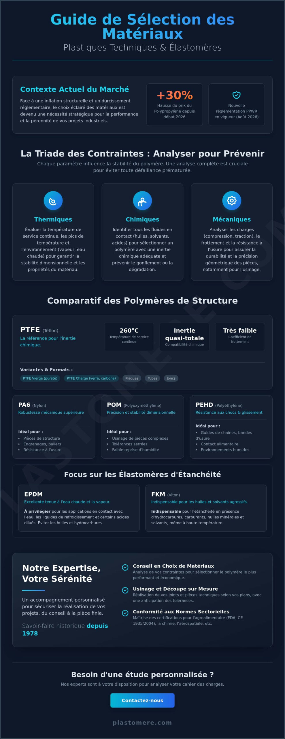 Conseil en choix de matériaux plastiques : Guide de sélection pour vos applications industrielles en 2026