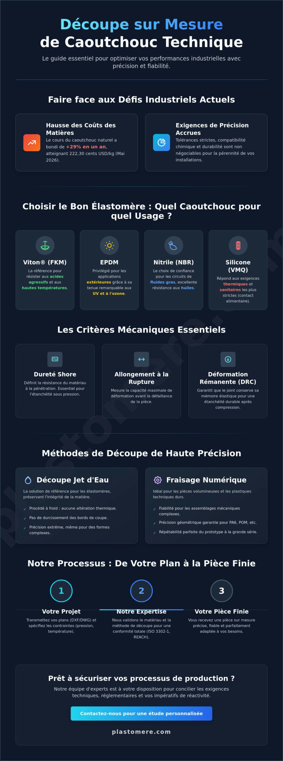 Découpe sur mesure de caoutchouc technique : Expertise et solutions industrielles 2026