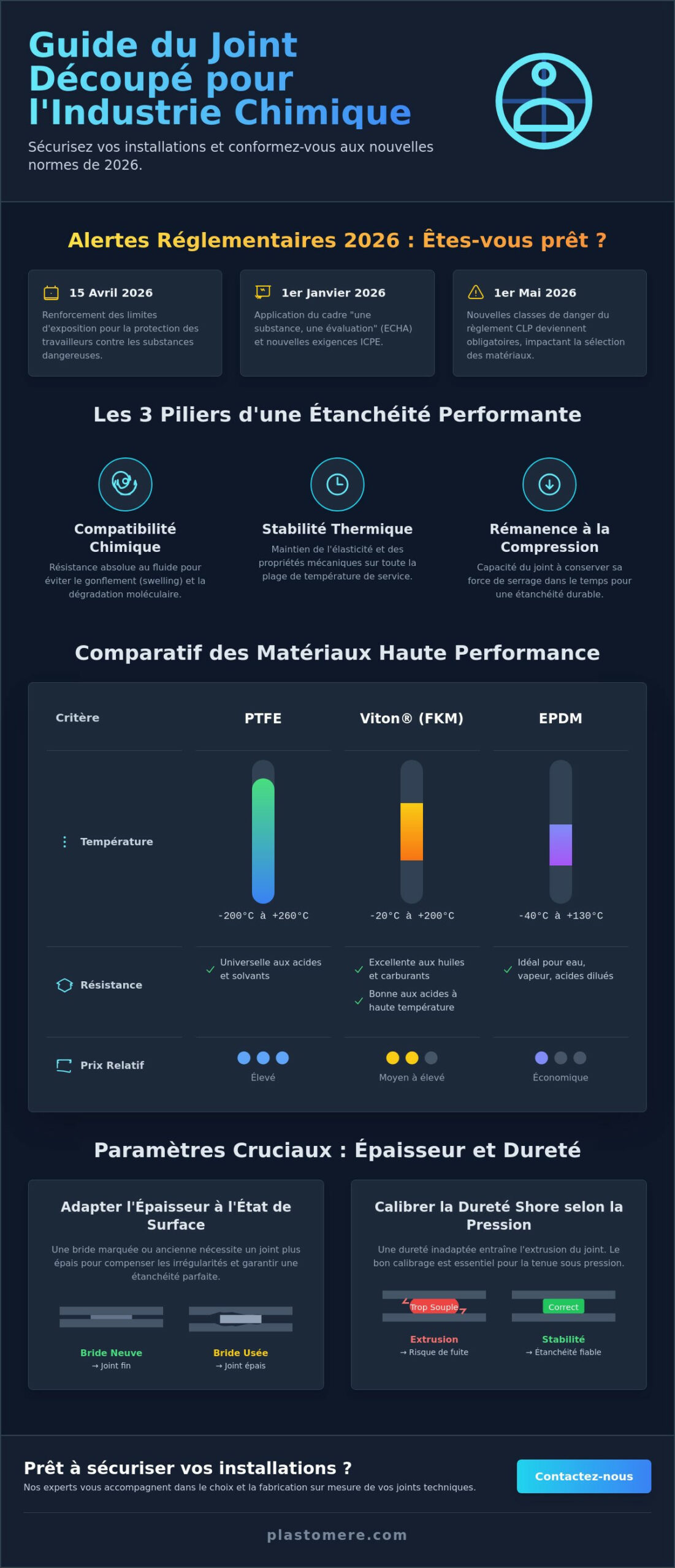 Joint découpé pour l'industrie chimique : Guide de sélection et solutions sur mesure 2026