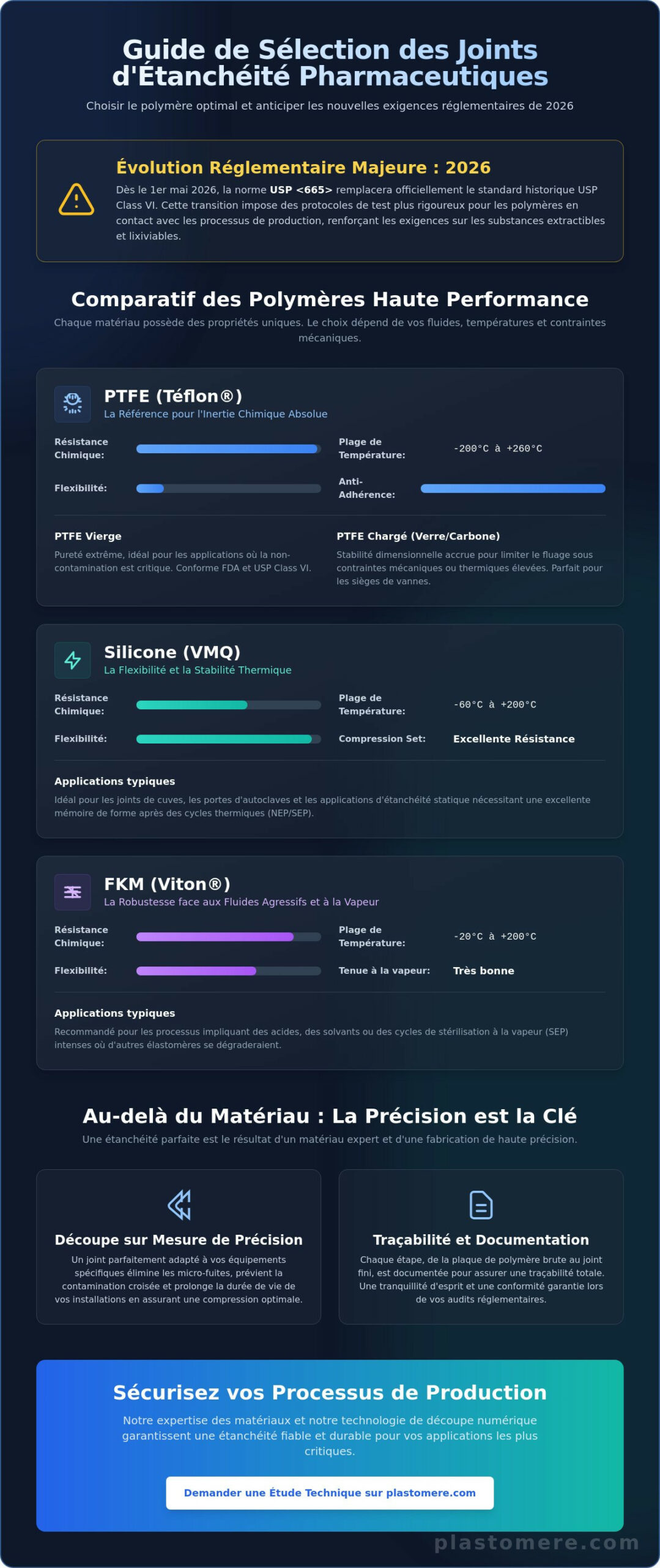 Joint d'étanchéité pour le secteur pharmaceutique : Guide de conformité et sélection des matériaux 2026