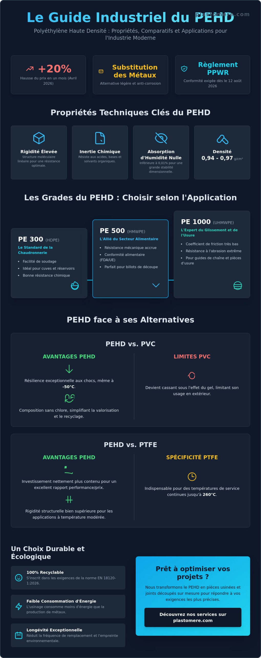 PEHD : Guide complet du Polyéthylène Haute Densité et comparatif industriel