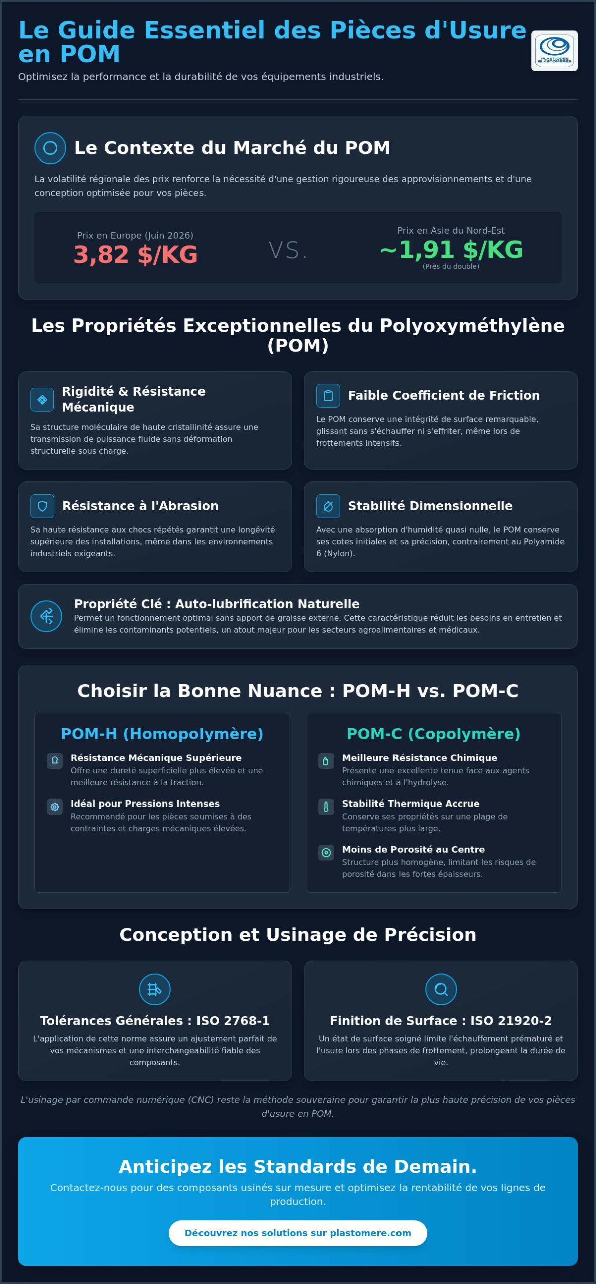 Pièces d'usure en POM : Guide des solutions d'usinage haute performance 2026