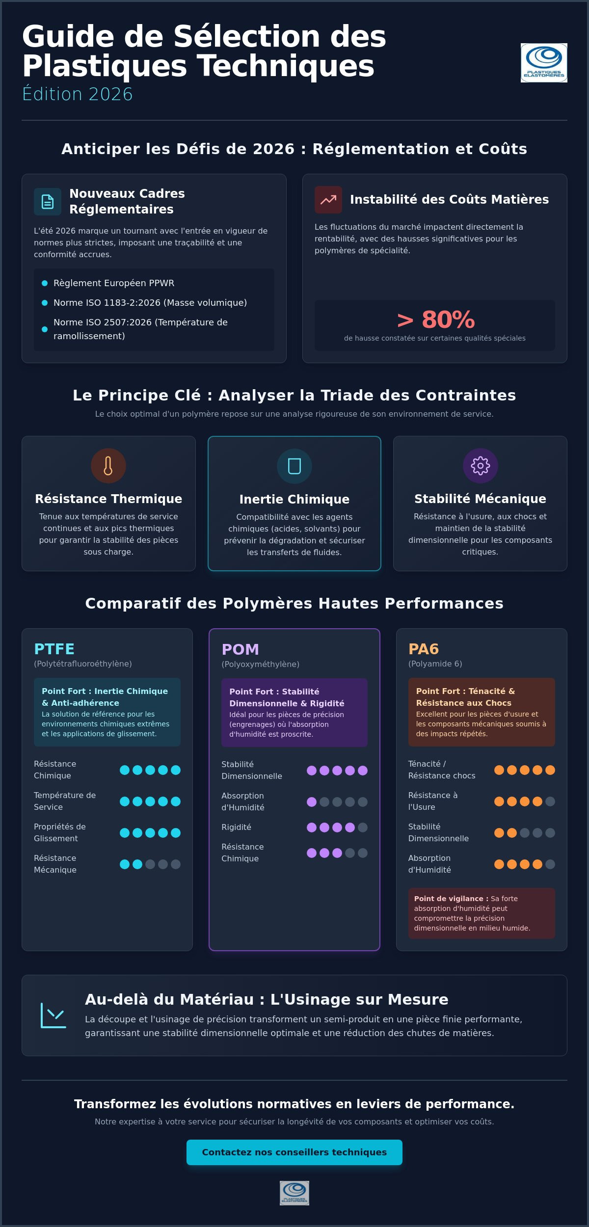 Guide de sélection des plastiques techniques 2026 : Performance et conformité industrielle