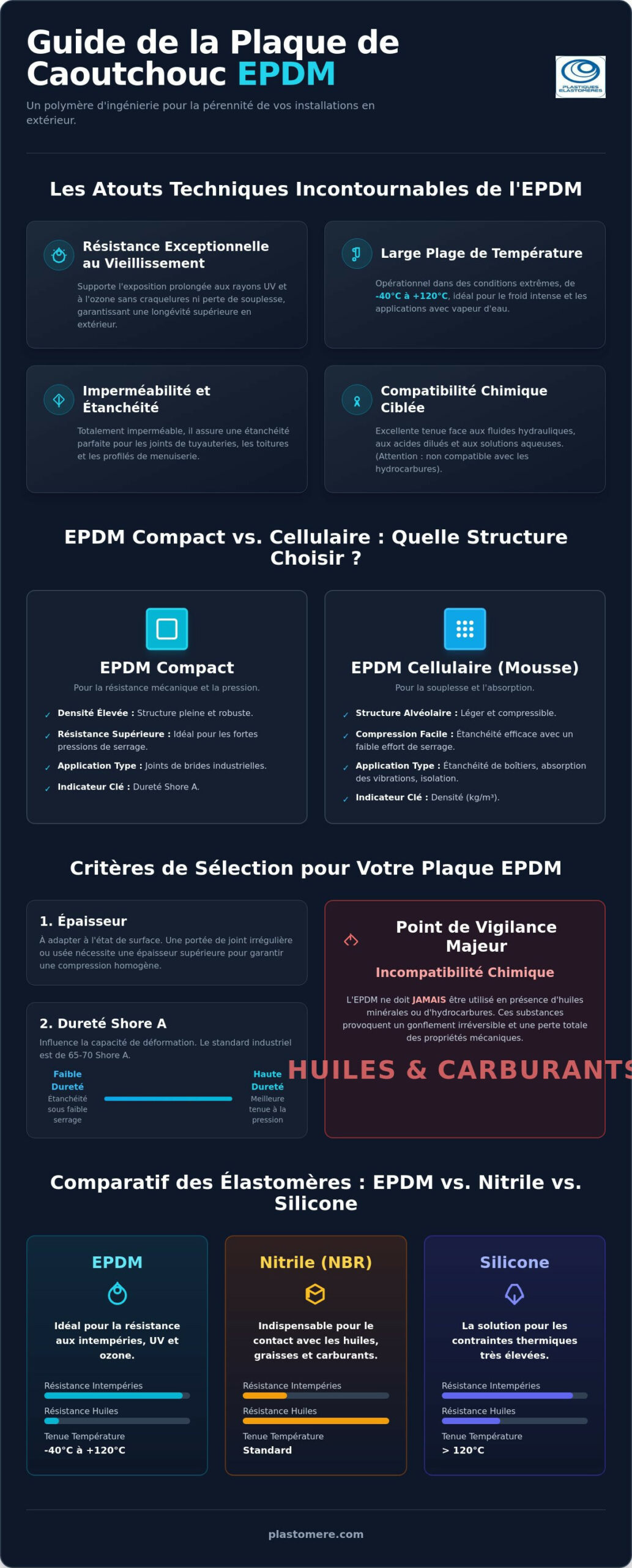 Plaque de caoutchouc EPDM : Guide des propriétés et solutions d’étanchéité industrielle