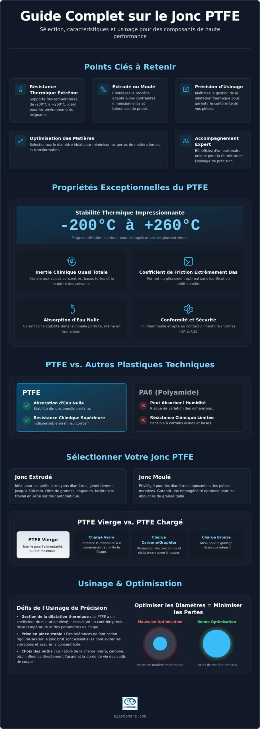 Jonc PTFE : Propriétés, Dimensions et Solutions d'Usinage Industriel