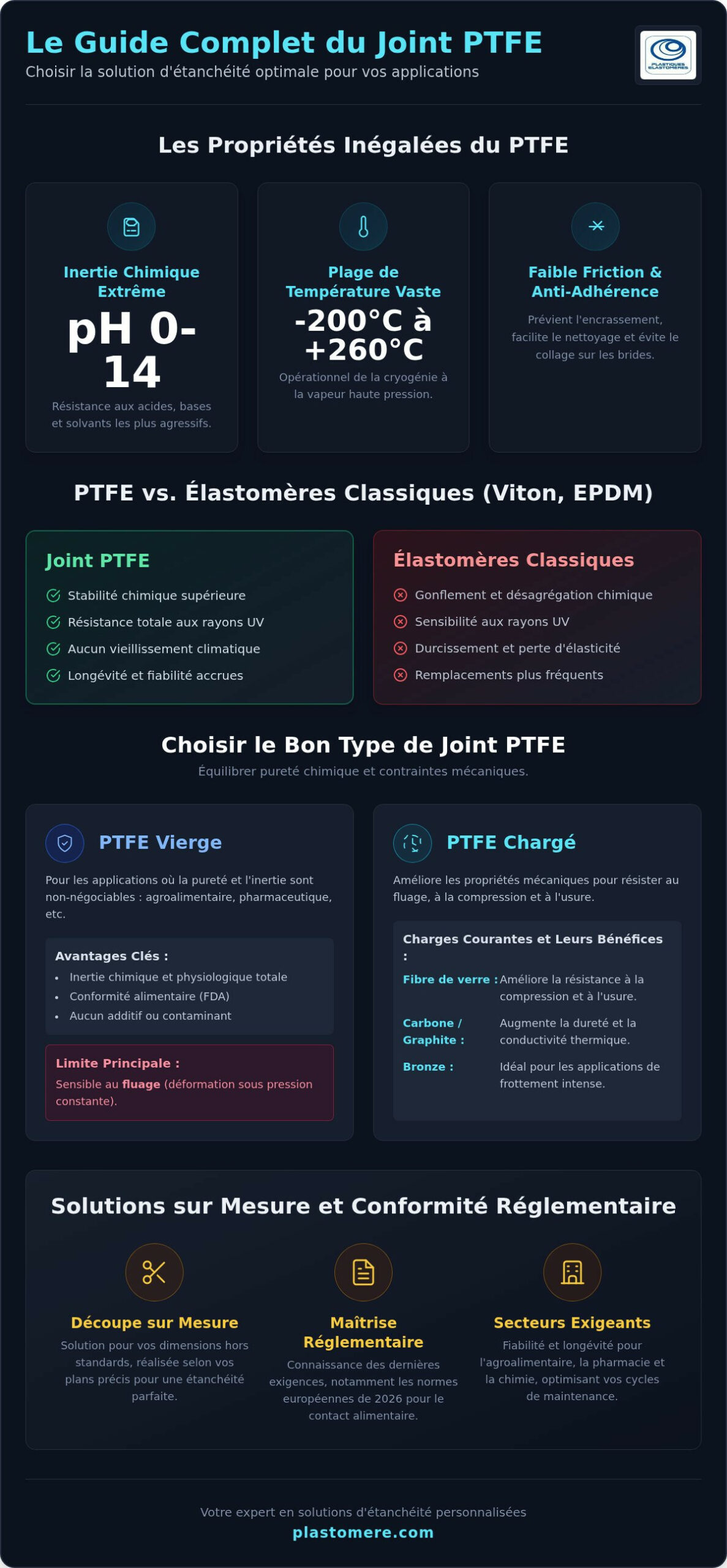 Joint PTFE : Guide complet de l'étanchéité industrielle haute performance