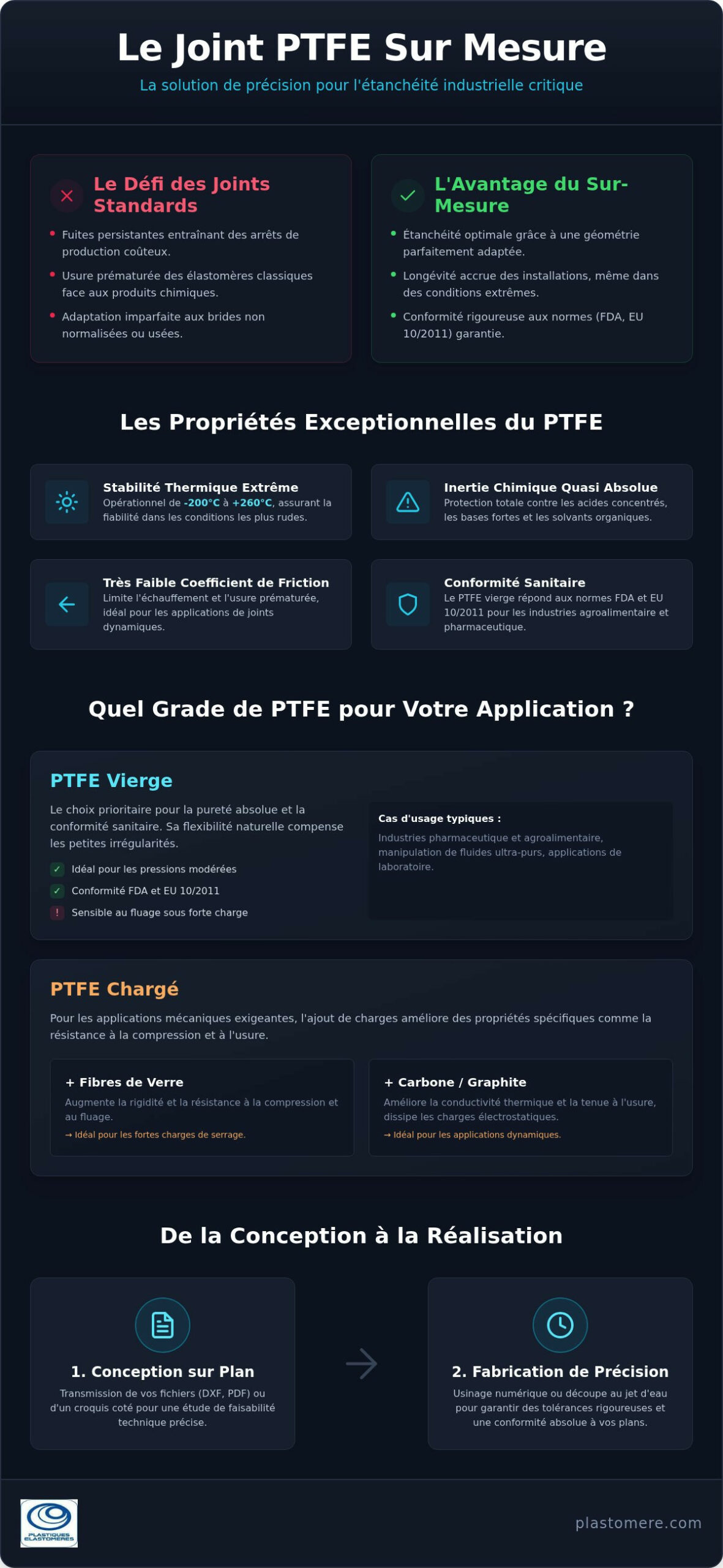 Joint PTFE sur mesure : Solutions d'étanchéité industrielle haute performance