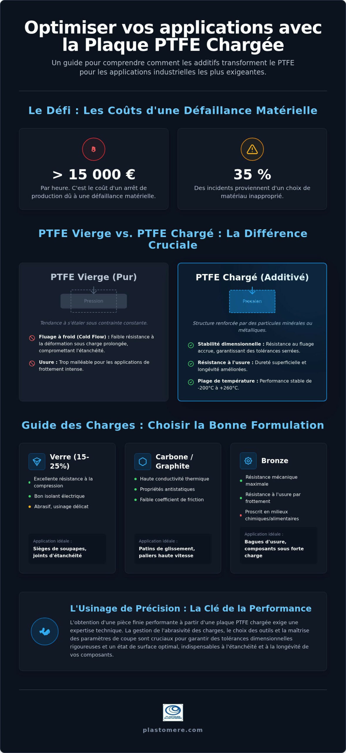 Plaque PTFE chargée : Guide des matériaux et solutions d''usinage industriel 2026